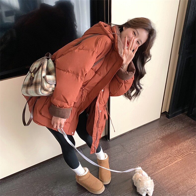 独特超好看安哥拉红色收腰羽绒服女冬2024年新款流行高级感厚外套,女装羽绒服,2C129