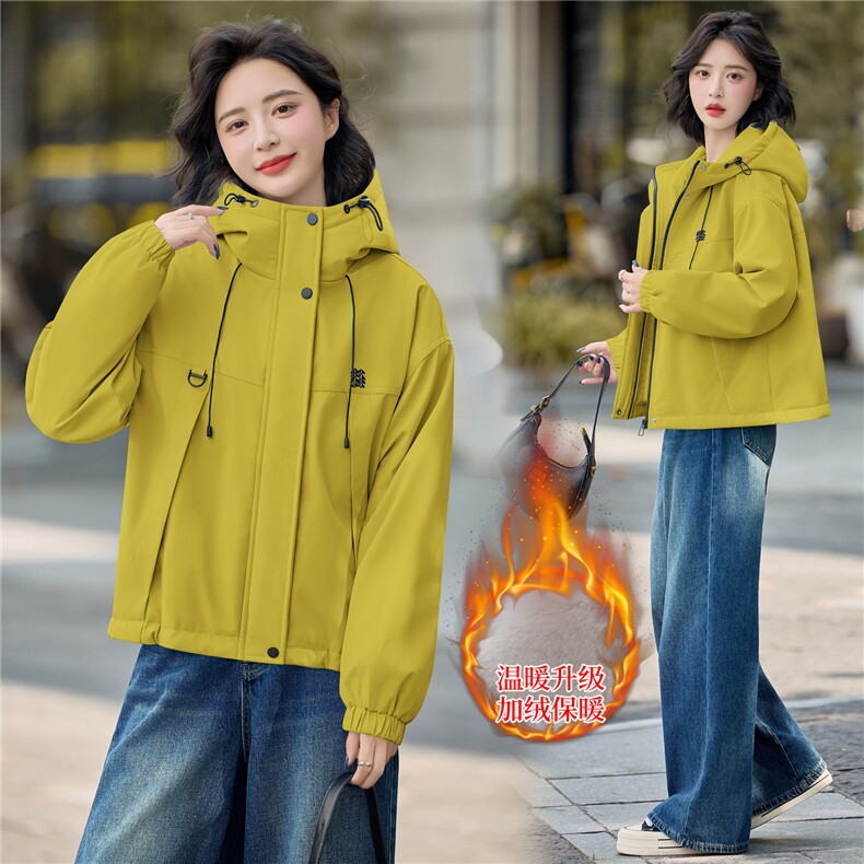 2025年冬季新款时尚加绒连帽棉服派客服图片
