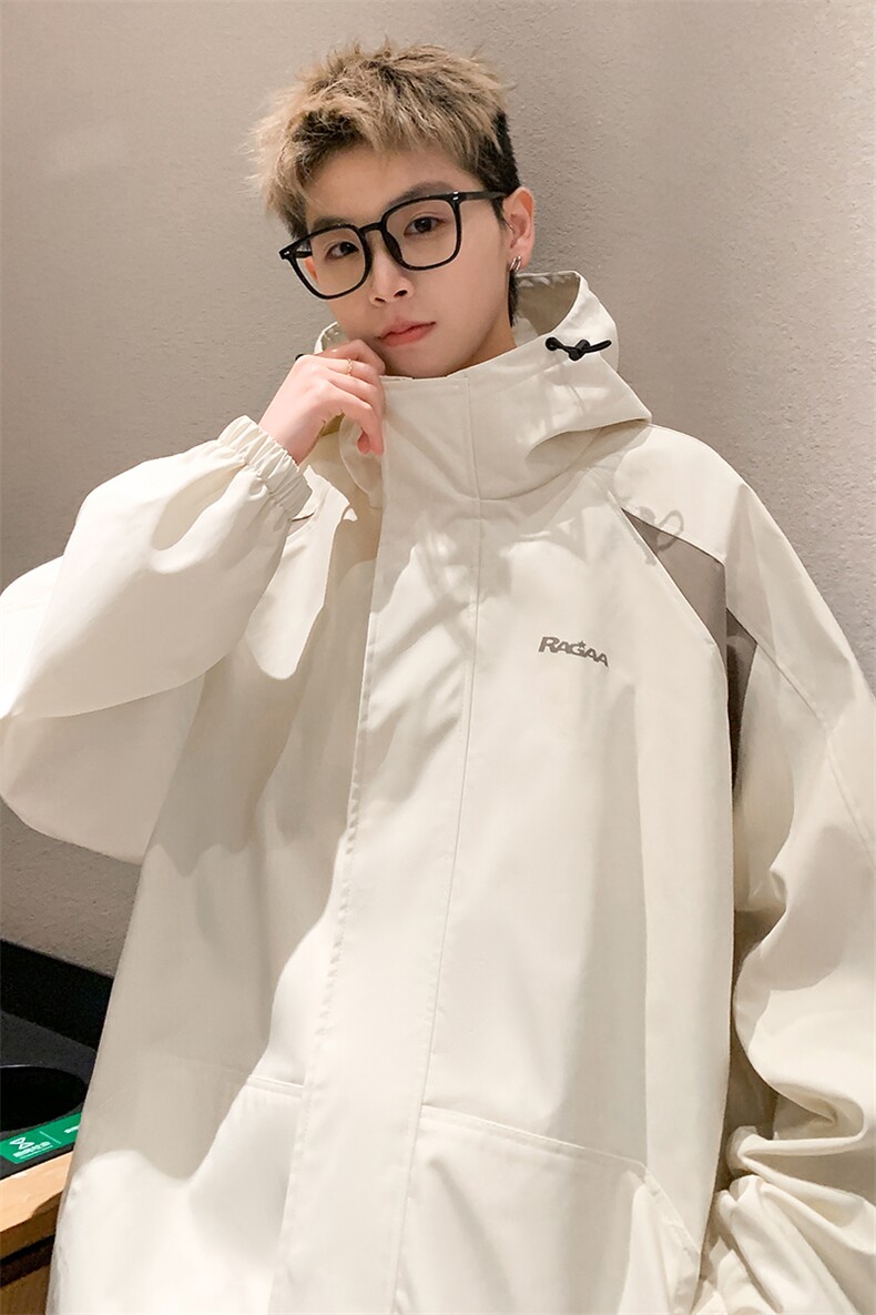 秋季24港风男装连帽宽松夹克户外防水冲锋衣秋装情侣外套S286-P88,男装夹克,电商A233-1