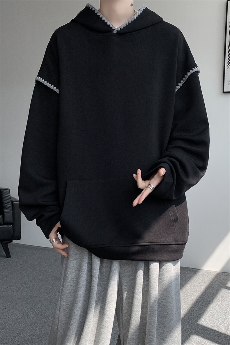 WY10155-特P48控88新款连帽贝壳绣花麦穗提花大码男宽松情侣卫衣,男装卫衣,电商A059