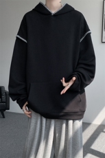 WY10155-特P48控88新款连帽贝壳绣花麦穗提花大码男宽松情侣卫衣，男装卫衣，电商A059