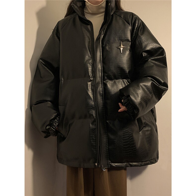 1中性风鳄鱼纹可拆卸四芒星胸针大码M-5XL棉衣男MY77733P128控168,男装棉衣,星座226-2