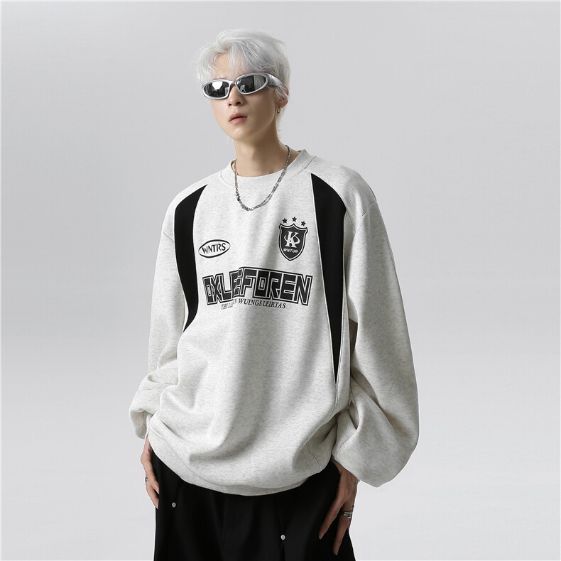 美式重磅卫衣男春秋青少年外套2025新款撞色拼接外套W102-P58,女装短外套,电商C307