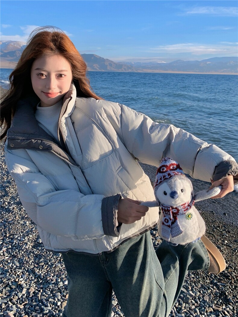 版学院风减龄加厚羽绒服女2025年冬季新款连帽保暖白鸭绒面包服,女装羽绒服,慧尚依恋