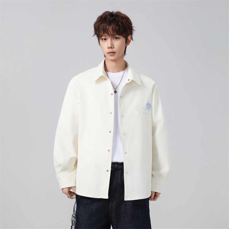 高品质鱼骨纹2026新款百搭翻领长袖衬衫A436-26019-P68118,男装衬衫,电商A436