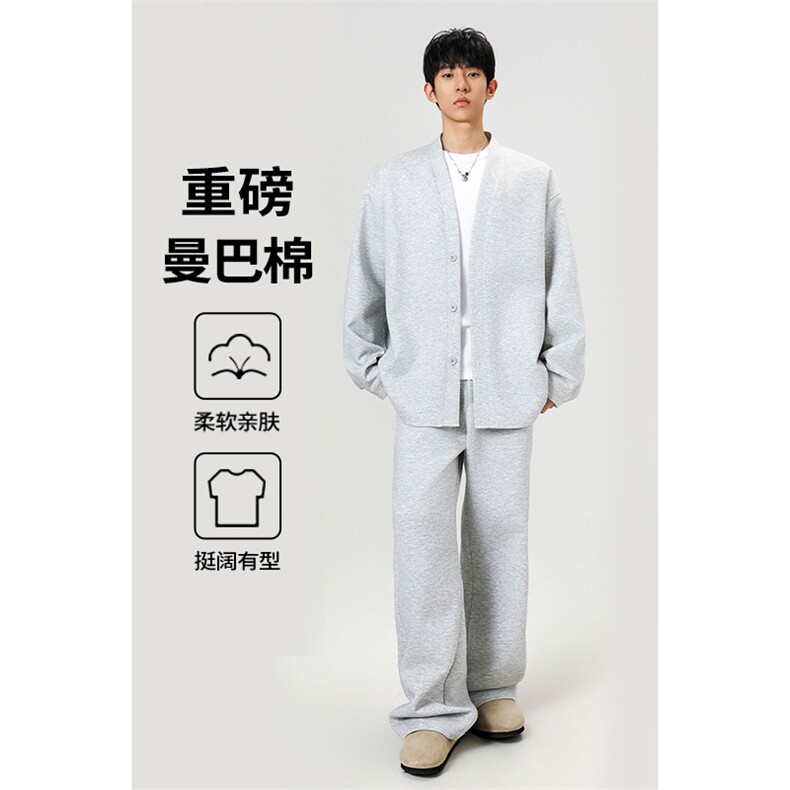 2026春季亲肤曼巴棉开衫外套休闲裤套装男J5248+K24018特P95控178，男装休闲套装，电商A001-1