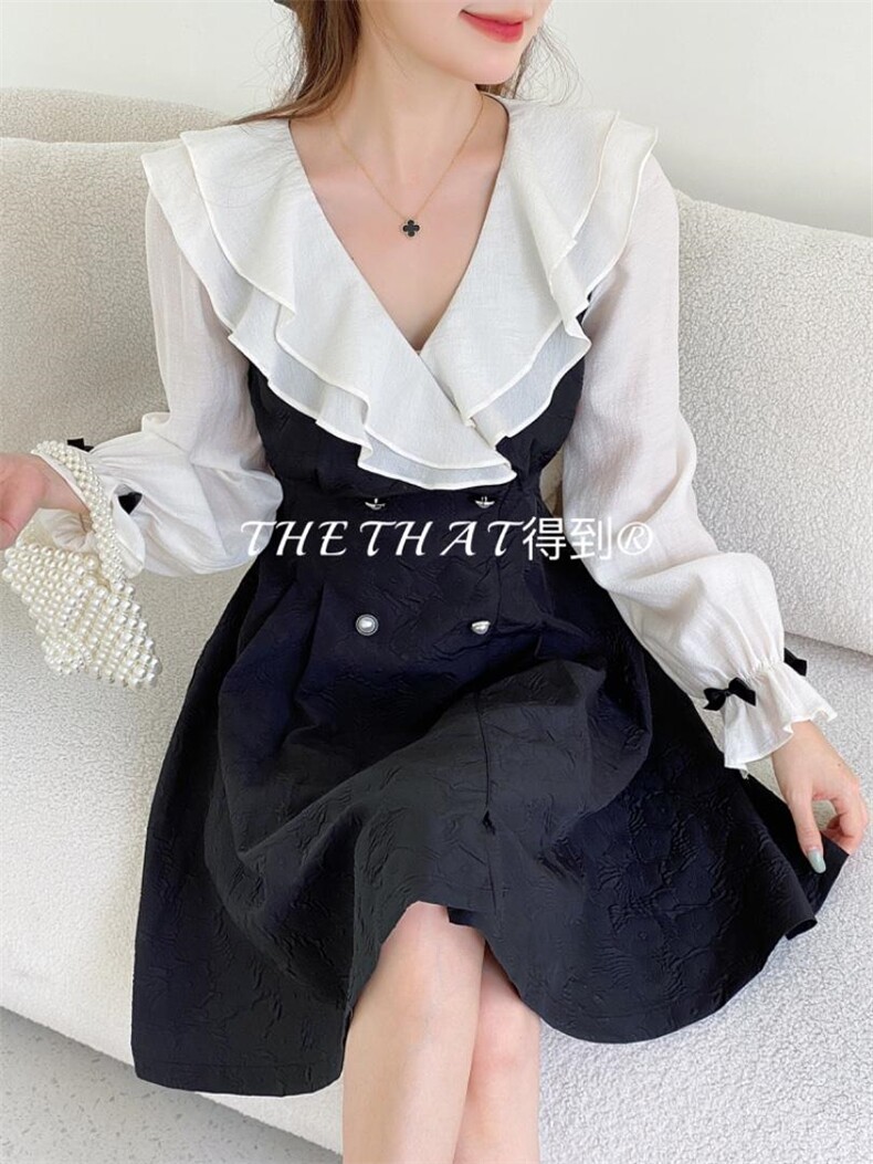 秋季新款印花连衣裙，女装连衣裙，得到THETHAT