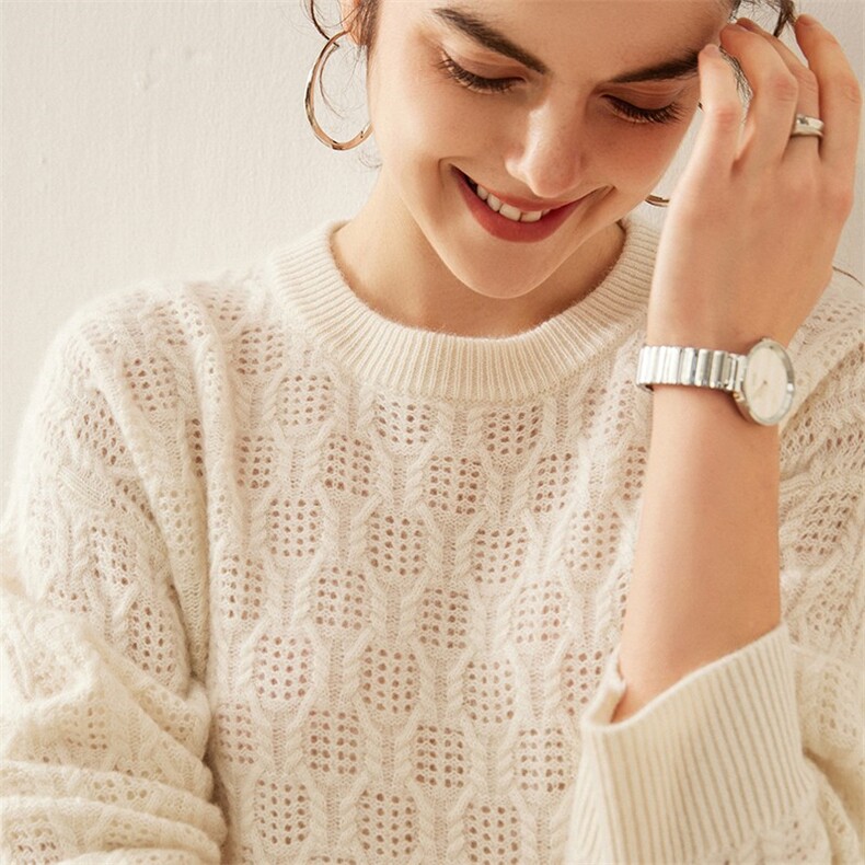 2025年秋季圆领常规款套头单件长袖落肩袖针织衫时尚百搭,针织衫/毛衣,溪贝羊绒