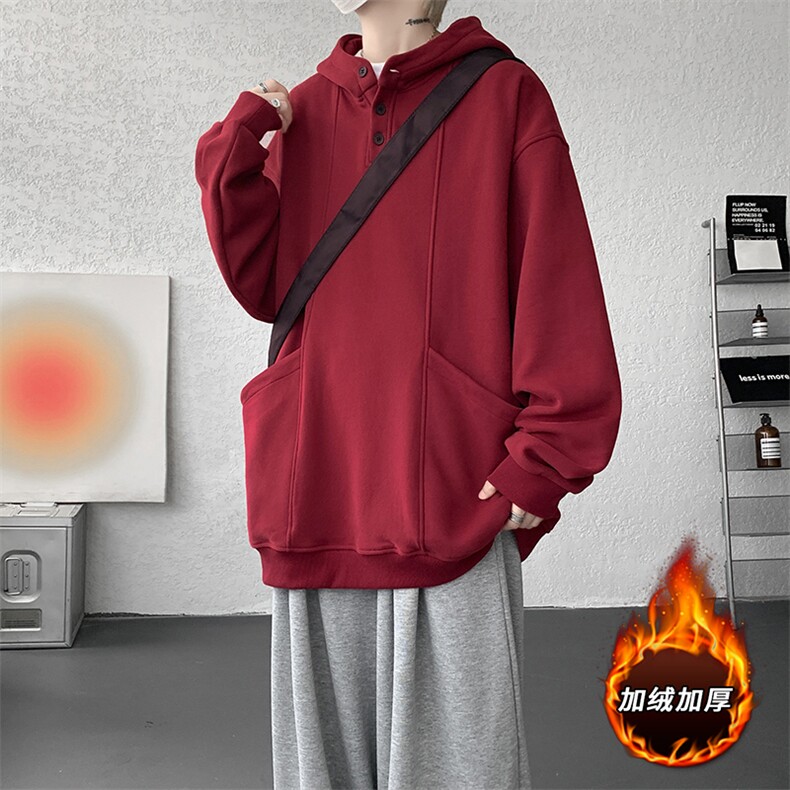 重磅连帽卫衣美式高领特大码加绒休闲高级感设计感纽扣外套WY9110,女装短外套,电商B238