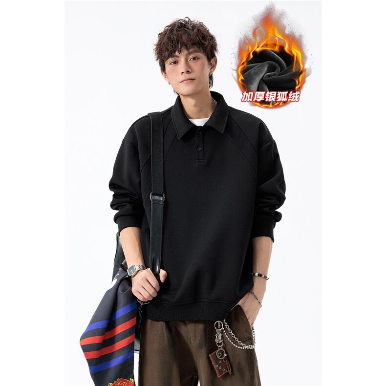 宽松舒适银狐绒500g重磅曼巴棉解构卫衣男W5406J加绒-特P50控98,男装卫衣,电商A001