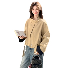 卡其色短款工装风衣夹克外套女春秋2026新款时尚小个子巨好看上衣，女装短外套，2C159