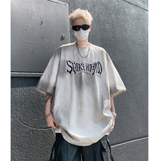 做旧脏色短袖T恤美式复古夏季潮流情侣上衣XZ514-2-202432-P68，男装T恤，星座514-2(原B239)