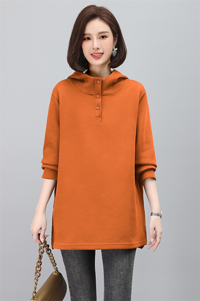 卫衣女中长款春秋2023新款大码宽松休闲百搭洋气减龄连帽上衣外套,女装套装/套裙,衣之秀