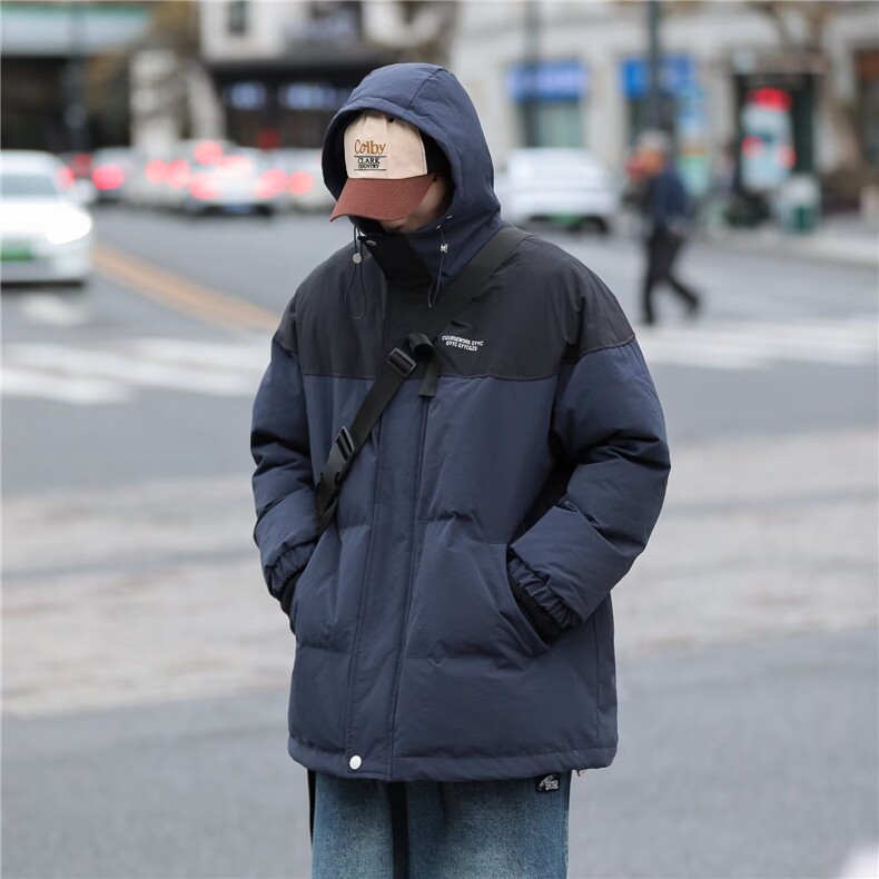 简约男士卡其色男中长款冬季加厚防寒棉服外套宽松休闲棉衣气质,男装棉衣,星座1013-1
