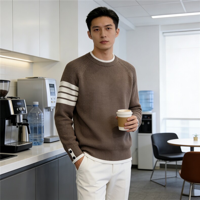 ins潮牌假两件毛衣男秋冬季打底衫长袖内搭加厚新款男装针织衫帅,男装T恤,星座715-4