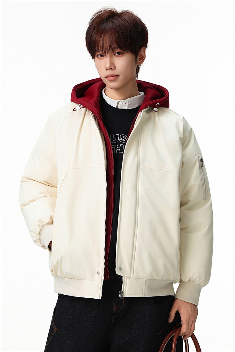 新款冬季大码羽绒棉服棉袄连帽假两件韩版宽松外套A436-2583-P95,男装棉衣,电商A436