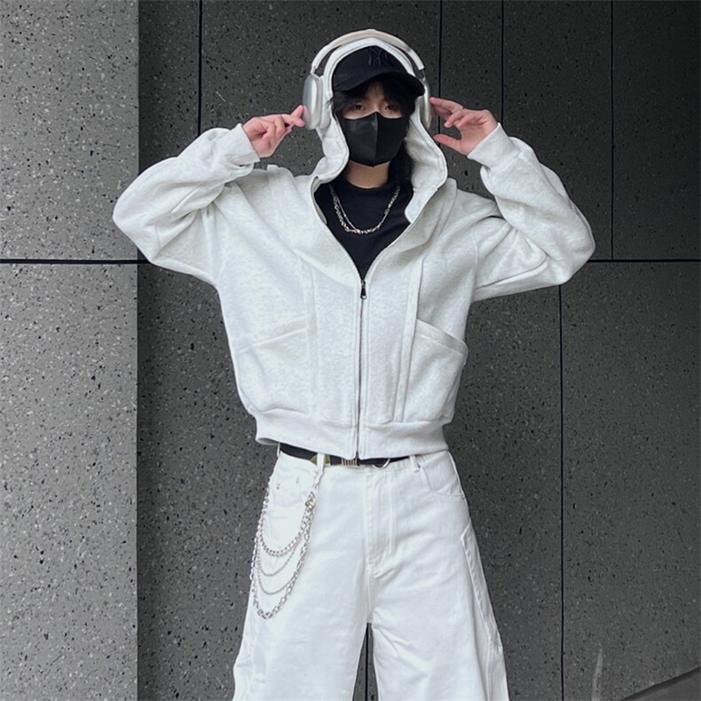 抖音得物高品质二开 25秋冬美式重磅宽松结构设计连帽卫衣外套W78图片
