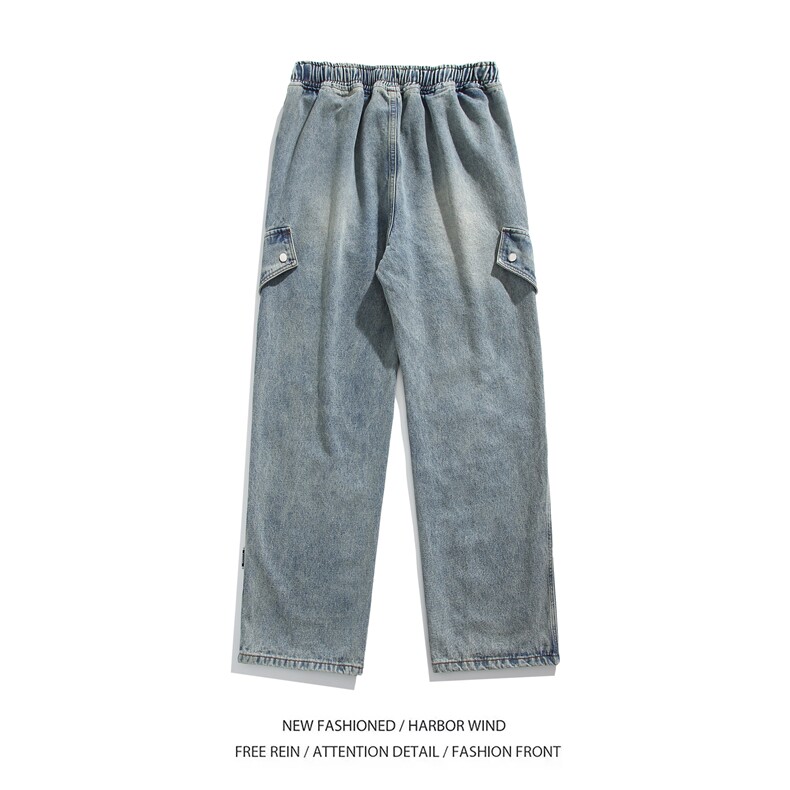 抖音品质美式复古水洗工装口袋宽松牛仔裤B315-K24005-p65控88,男装牛仔裤,电商B315
