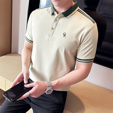 2025夏季主推新款撞色字母刺绣时尚短袖T恤翻领Polo衫A3104-P48，男装T恤，电商D342