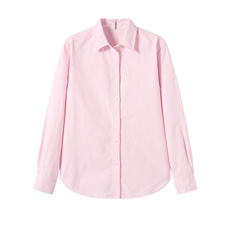 2026春夏新款粉色条纹衬衫女宽松显瘦百搭长袖衬衣叠穿内搭通勤，女装衬衫，艾米