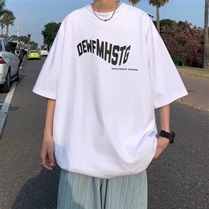 设计字母印花短袖T恤男潮牌潮流夏季宽松圆领上衣T178P28图片