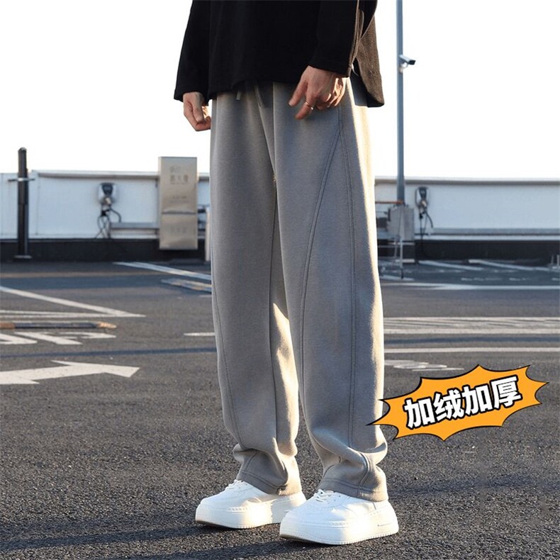 网图水洗做旧弯刀小众设计感解构拼接加绒裤310A-DY25537JR-P53，男装卫衣，四季星座310A