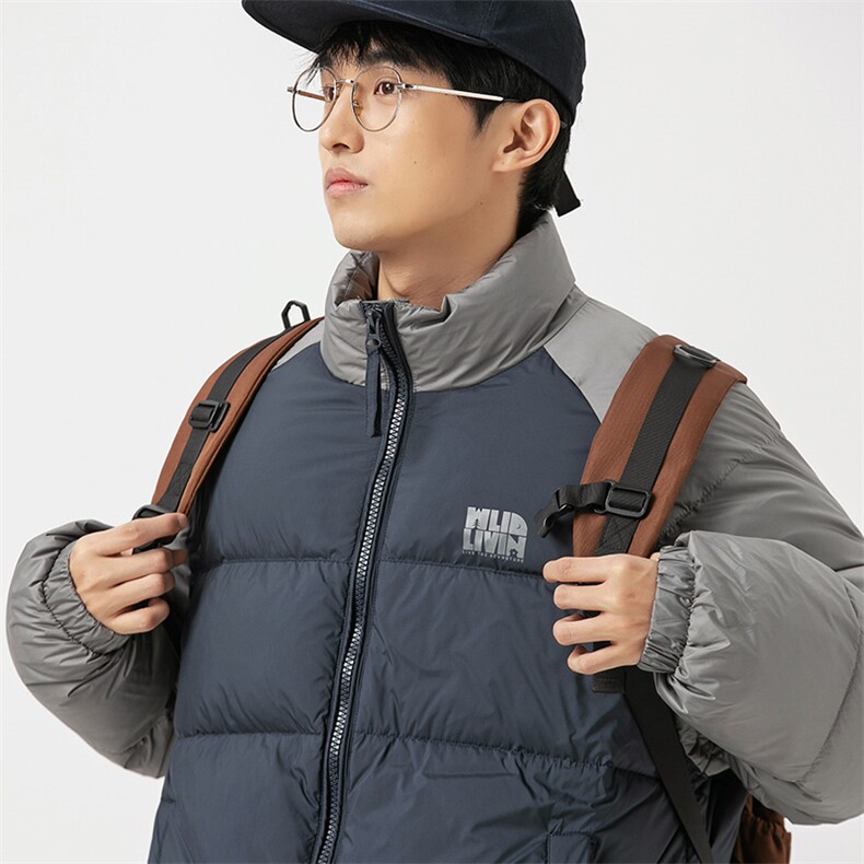 2026冬季新款男日系潮牌立领白鸭绒羽绒服拼色加厚外套YR20-F209,男装羽绒服,电商A101（原外27）