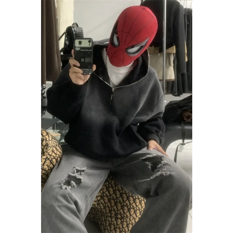 现货何秋亊同款渐变色卫衣设计感拉链连帽外套WY888-P65,男装卫衣,星座1213