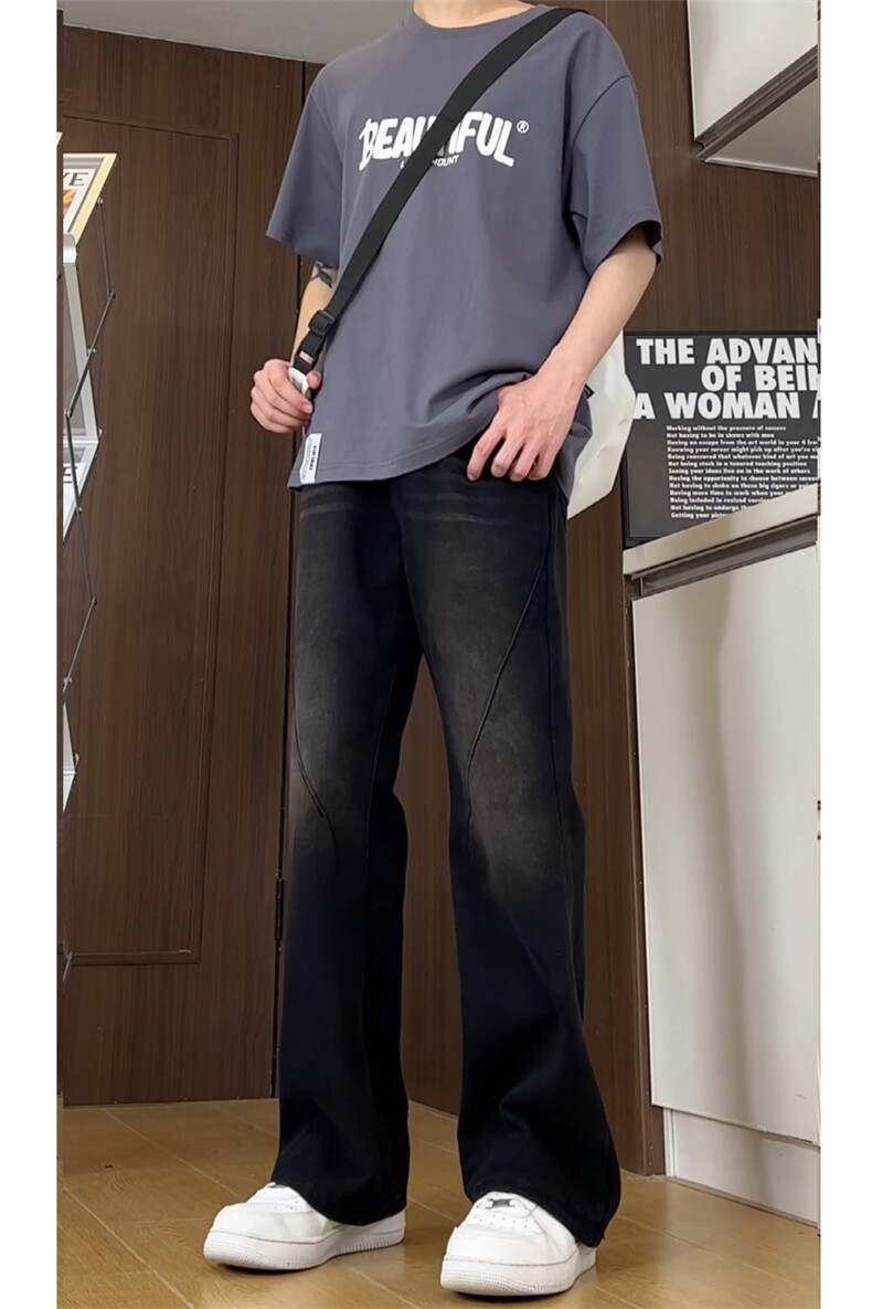 高品质现货抖音牛仔裤男宽松直筒微喇叭裤GK06-P60-限价78,男装牛仔裤,星座310A-1