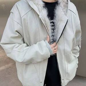 外套男士秋冬宽松美式高街潮牌飞行员连帽工装夹克休闲服图片