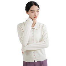 2024秋季新款单排扣翻领长袖开衫休闲百搭羊绒，女装羊绒衫，恒爱羊绒