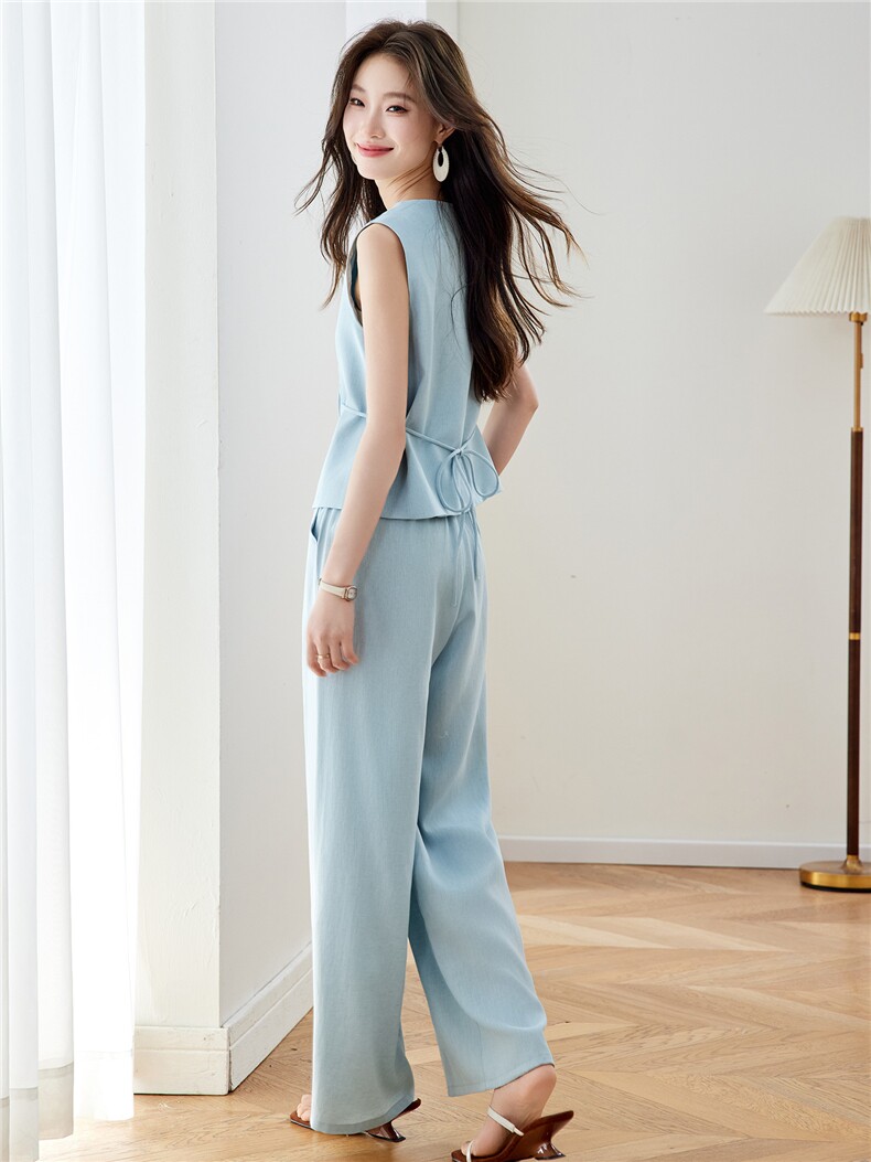 现货！阔腿裤套装女2026夏季新款大方得体职业气质休闲小香风套裤,女装套装/套裙,沐七七