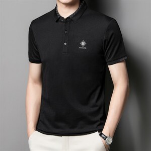 中青年夏季2022薄款男士短袖POLO衫透气丝光商务潮流半袖上衣P53图片
