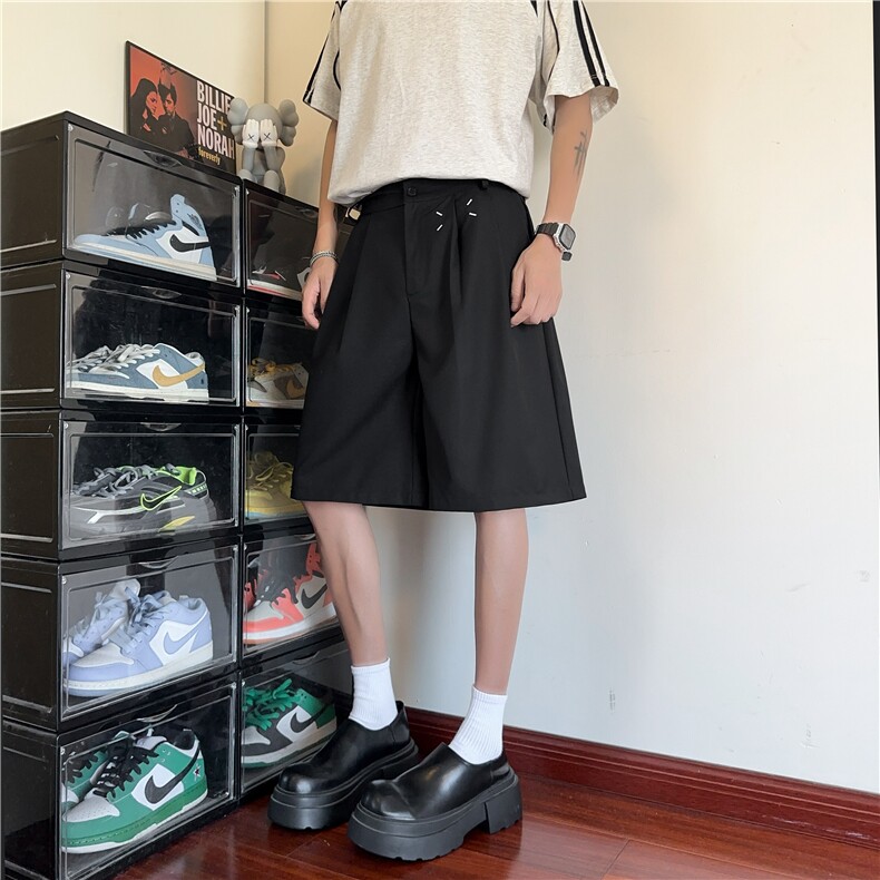 2025夏季新款简约双褶宽松短裤西裤B315-K25763-特p30控58,男装休闲裤,电商B315