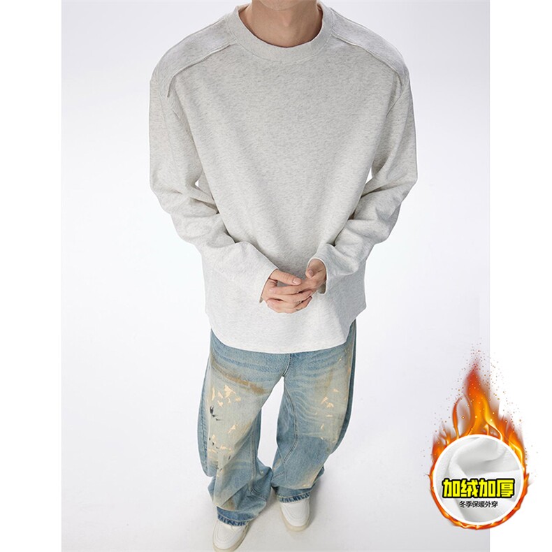 480G重磅加绒硬挺boxy男女秋冬美式高街结构拉链肩圆领卫衣厚外套，女装短外套，电商A486-1