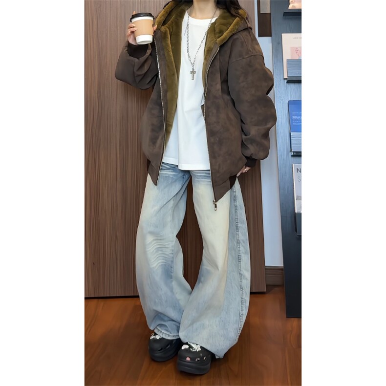 数据座山雕座山雕加绒PU皮男女同款连帽宽松棉衣PYM657P95,男装棉衣,电商A128