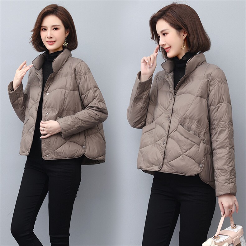 2022新款冬季保暖轻薄立领羽绒服女短款修身显瘦外套图片