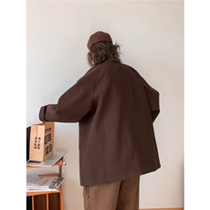 复古简约毛呢大衣秋冬日系潮牌宽松美拉德中长款外套男F038-P75，男装毛呢大衣，星座308B-2