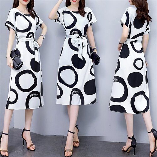 连衣裙通勤2022年夏季韩版中腰时尚显瘦大方，女装连衣裙，时尚俏佳人