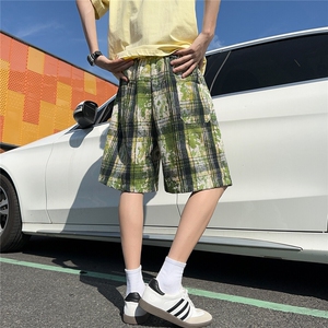 2025夏装新款美式扎染格子短裤五分裤男潮流 K9902/特P25 车景7图片