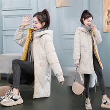 羽绒棉服女中长款冬季2022新款韩版宽松加厚棉衣休闲女士棉袄外套，女装棉衣/棉服，琦鑫阁（原依鑫阁）