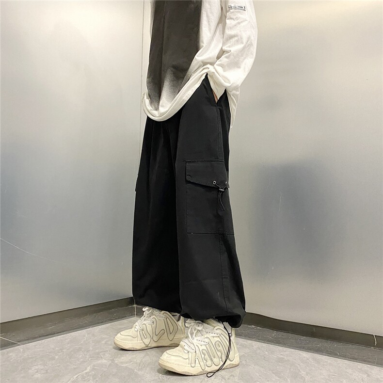 潮牌宽松直筒休闲长裤美式机能高街阔腿裤工装裤男K07142-P45,男装休闲裤,星座308B-1