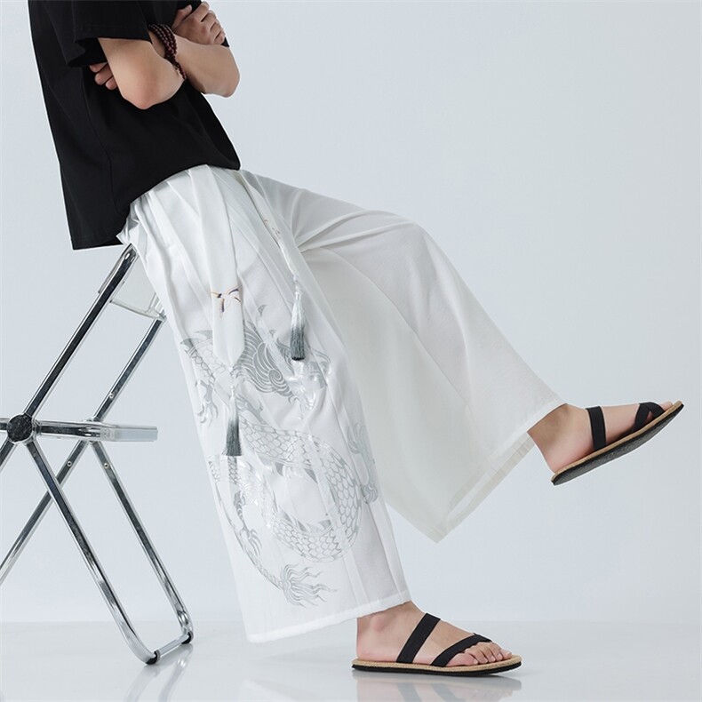 夏季 大码风汉服飘带流苏改良宋裤男女裙裤阔腿裤潮 K259/P85图片