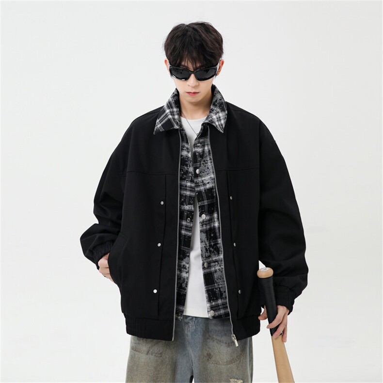 秋季休闲痞帅工装翻领夹克潮流外套得物二开XZ301b-2-JK2589P78图片