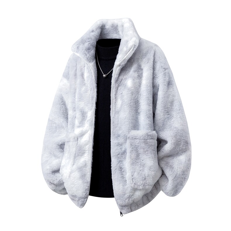 1羊羔毛棉衣潮扎染情侣大码M-5XL毛绒外套男YG7503P128控168，男装棉衣，星座226-2