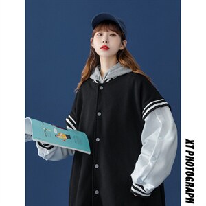 ！秋季潮流中性风简约休闲夹克情侣棒球服外套 G550 P75控98-图片