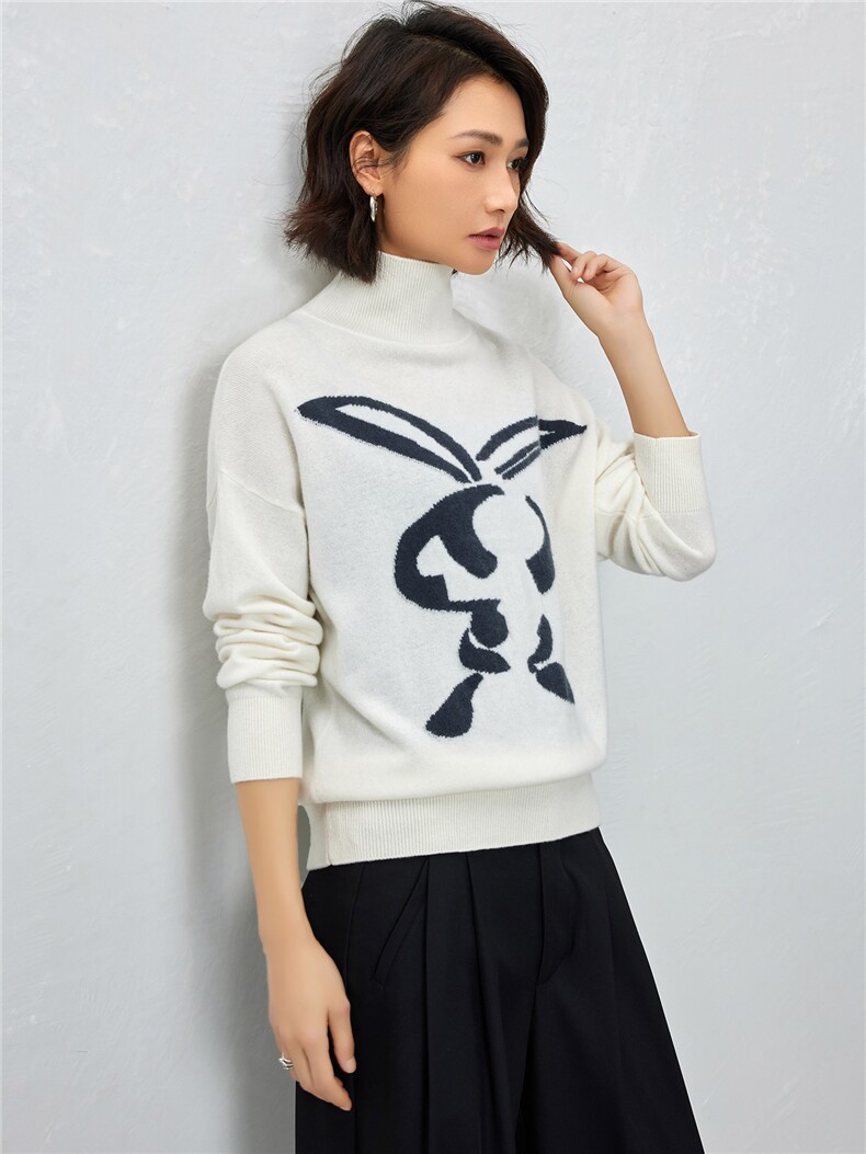 2025年秋季新款女士高领卡通，女装针织衫/毛衣，邦太羊绒