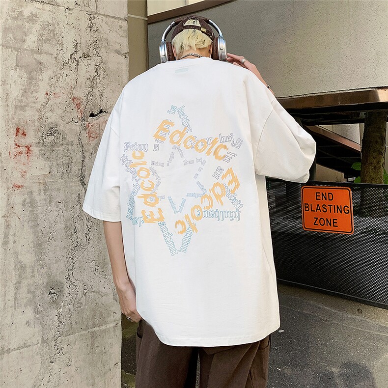 夏季美式潮流字母印花重磅纯棉短袖T恤大码XZ604-DT214-P35控48,男装T恤,星座604