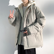 冬季青少年连帽假两件外套加绒加厚休闲简约棉衣棉服5303-P85，男装棉衣，电商B306