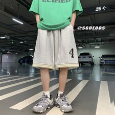 港风美式运动刺绣篮球裤宽松五分裤短裤男313A-1-KK284-P45控58，男装休闲裤，星座808A-1